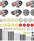 79 Piece Technic Power Functions High Speed L Motor Quad Pack With Servo Motor Gear And Axle Starter Kit layout view.