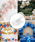 Clear 3.5 Inch Spring Clamps displayed with balloon arches and party décor setups for versatile securing, 20 pack.