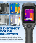 All In One Thermal Imaging Camera For Pros And DIYers With 320 By 240 Screen, displaying five color palettes for HVAC inspections.