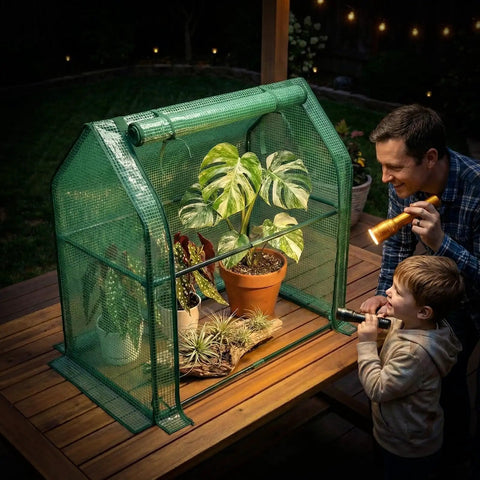 Two Pack Easy Setup Mini Indoor Outdoor Tabletop Greenhouse Portable Small Green House With Transparent PVC Cover Waterproof UV Protected For Garden Seed Starting Nursery 36 By 18 By 33 Inches Green