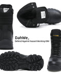 8 Inch Steel Toe Work Boots With Side Zipper For Industrial Construction And Roofing Lightweight Comfortable Indestructible Tough As Nails Puncture Proof Safety Boots With All Terrain Non Slip Outsole For Warehouse Logger Size Nine Point Five Black