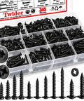 All In One Wood Screws Set In 410 Stainless Steel For Indoor Furniture And Woodworking Includes 6mm To 32mm Self Tapping Truss And Pan Head Screws High Hardness Rust Resistant Magnetic Storage Case with screw assortment in plastic case.