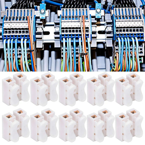 500 Pack 2 Pin 10A 220V Push Wire Connectors Quick Connect Spring Terminal Blocks For LED Strip Lights DIY Friendly