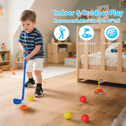 Chill And Swing With This 23 Piece Kids Golf Club Set Featuring Durable Abs Plastic Clubs And Safe Small Balls Smooth Rounded Edges For Easy Indoor Outdoor Play Knockout Birthday Gift For Boys And Girls.
