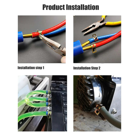 Product installation of 150 Pcs Spring Hose Clamps Kit For Fuel Line And Vacuum Hose Includes Spring Band Type Clamps in use