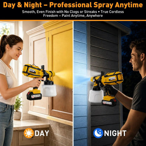 True Heavy Duty Cordless Paint Sprayer With Two Monster 4000mAh Batteries For Smooth Indoor Outdoor Projects Zero Sweat Pro Level Finish Guaranteed Today in use painting.