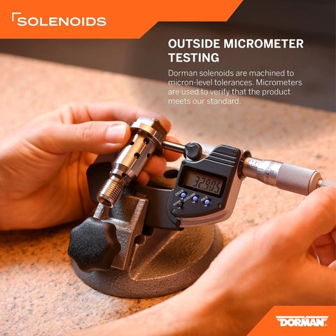 Precision testing of Variable Valve Timing Solenoid Kit For Acura And Honda using micrometer for OE Fix replacement.