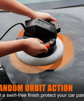 10 Inch Buffer Polisher Kit With 4 Buffing Bonnets And 6 Speed Settings 1500 To 3600 RPM polishing a car surface