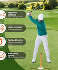 Golfer using Visual Lock Golf Training Aid With Instant Visual Feedback For Head Stability And Swing Plane Mastery near green.