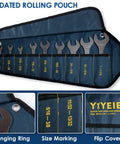 Ultra Slim 9 Piece SAE Open End Wrench Set From 1/4 Inch To 1-1/16 Inch Nickel Plated CR-V Steel With Rolling Pouch
