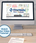 Computer screen showing PrintWorks tutorial for Iron On Heat Transfer Paper For Inkjet Printers Printable HTV For Dark And Light Fabrics.