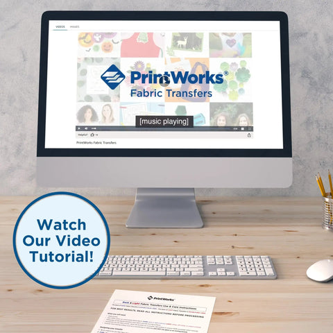 Computer screen showing PrintWorks tutorial for Iron On Heat Transfer Paper For Inkjet Printers Printable HTV For Dark And Light Fabrics.