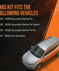 Image showing a list of vehicles compatible with the Rear Brake Kit With Carbon Ceramic Rotors For 2010 To 2018 Hyundai Santa Fe Sport Santa Fe XL And 2011 To 2020 Kia Sorento OE Replacement Pads And Rotors Built For Real Deal Stopping Power.