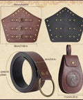 Dope 3 Piece Renaissance Accessories Set Featuring Legit Vintage Viking Belt And Premium Crafted Leather Bracers For Badass Medieval Cosplay Festival Flex, includes adjustable brown belt and leather bracers