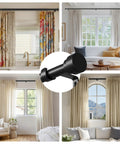 Built Tough Heavy Duty Metal Curtain Rod Set For Windows 66 To 120 Inches Adjustable 1 Inch Pole Inner Rods displayed in various room settings