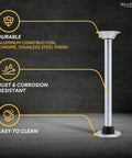 Heavy Duty RV Removable Table Leg Kit 28.5 Inch Aluminum Support Post Chrome Finish durable construction details