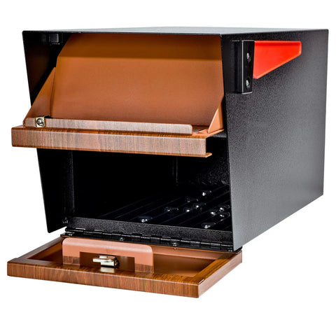 Wood Grain Curbside Locking Mailbox Built Tough Steel USPS Approved Anti Identity Theft Security 14 To 16 Gauge Welded Construction