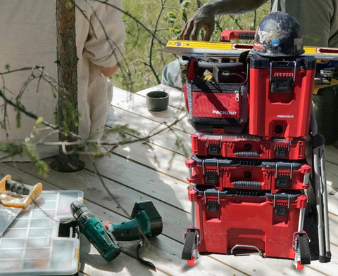 Front Wheels Upgrade Kit For Milwaukee Packout System Turn Your Packout Into A Four Wheel Dolly For Easier Maneuverability Across Garages Elevators And Sidewalks This Accessory Prevents Rear Flat Spots And Makes Transport Smooth On All Surfaces installed on tool box on deck