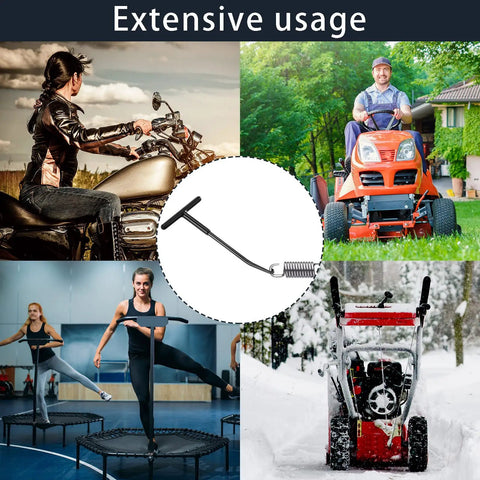 Two Piece Exhaust Spring Puller Tool Hooks Kit For Motorcycle Dirt Bike And Snowmobile Removal shown in use