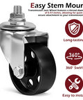 Beefy Cast Iron Transmission Jack Wheels Set Four Pack, heavy-duty 2.8 inch caster wheel with 0.47 inch thread diameter for movers.