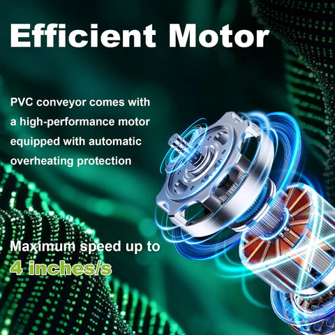 Efficient motor for 39 Inch Adjustable Speed Belt Conveyor with PVC belt, built-in sensors for desktop use.