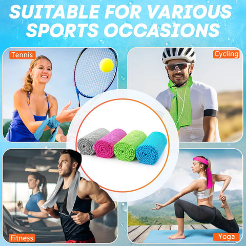 4 Pack Cooling Towels 40x12 Inches Instant Chill Microfiber Sweat Towels For Gym Run Yoga Travel Outdoor Adventures Climb And Camp Essentials