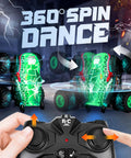 Monster Truck Remote Control Car With Lights And Music 1 To 20 Scale RC Truck For Kids Aged 4 To 7 performing 360 degree spins.