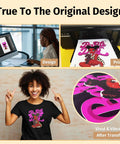 Printable Heat Transfer Vinyl For T Shirts Full Color Iron On Vinyl For Inkjet Printers process showing design, print, transfer.