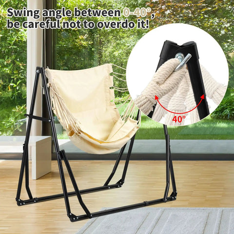 2 In 1 Outdoor Hammock With Stand Hangout Ready Swing Chair Portable Heavy Duty Steel Frame Backyard Vibe Doubles Up For Two