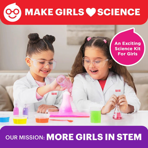 Girls First Amazing Science Experiments Kit For Ages 4 And Up With 100 Plus Mind Blowing Experiments To Spark Curiosity STEM Fun Easy Hands On Learning At Home And Build Confidence In Everyday Science Kid Friendly, girls doing lab experiment