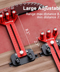 Top Grade Thin Rip Jig For Table Saw Featuring Adjustable Sliding Fence And Dual Laser Scale Guide For Dead Nuts Accurate Woodworking Cuts Down To 1 32 Inch Widths With Knockout Safety Performance, showing adjustable laser measurements.