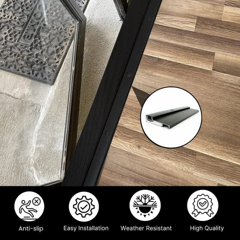 Heavy Duty Adjustable Aluminum Threshold For Secure Exterior Doors Commercial Or Residential, 36 Inch Wide, Black Finish