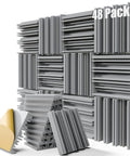 48 Pack High Density Self Adhesive Sound Proof Foam Panels 12 By 12 By 2 Inches Easy As Pie Install stacked on a wall.
