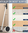 Heavy Duty Door Security Bar 1.25 Inch Diameter With Large Rubber Base Adjustable Y Head Durable Door Stopper For Apartment Home Hotel Travel And Screen Doors White 1 Pack installed on door with surface compatibility list: hardwood, tile, carpet, linoleum.