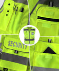 Hella Visible Mesh Safety Vest For Men And Women With Big Time Reflective Striping And Nine Deep Utility Pockets For Solid Day Or Night Job Site Wear In Bright Yellow Xl showcasing pockets and reflective detail.