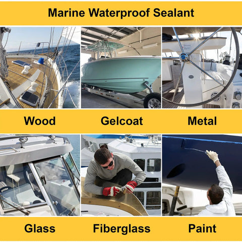 Heavy Duty Waterproof Polyurethane Glue For Boats And RVs 20.3 Fl Oz Marine Adhesive Natural PU Bond on various boat surfaces