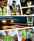Heavy Duty Custom Safety Vest With Bold High Viz Reflective Striping For Crew Branding And Site Ready Performance Personalized Logo Breathable Mesh Work Gear Built Tough For Day One Crews worn by various workers in nighttime scenarios.