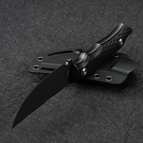 Fixed Blade Knife With 14C28N Stainless Steel, Beefy Tactical EDC For Outdoor Camping And Survival on a Kydex sheath