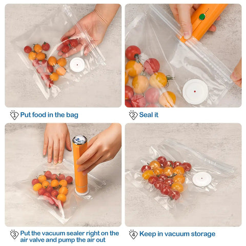 40 Piece Reusable Vacuum Sealer Bags With Air Valve For Food Storage And Sous Vide 20 Large And 20 Small Bags Keeps Food Fresher Five Times Longer Killer For Meal Prep Freezer Organization And Everyday Kitchen Use