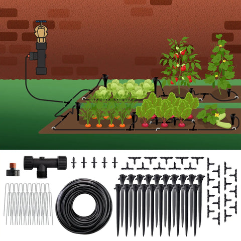 Tomato Garden Drip Irrigation System Kit For 10 Plants With Push Connect Fittings Water Saving Design No Tools Needed