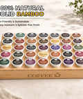 Neat K Cup Pod Organizer for countertop holds 35 pods, bamboo design, eco-friendly storage rack for kitchen or office use.