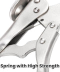 Close-up of Two Pack 9 Inch Drill Press Clamps With Locking Mechanism showing high strength spring and metal finish.