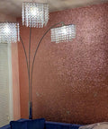 Room with Rose Gold Chunky Glitter Self Adhesive Peel And Stick Wallpaper for walls, sparkly accent, 17.4 in by 16.4 ft size