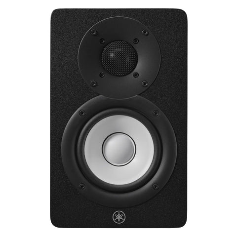Front view of HS4 Black Powered Studio Monitors Pair With 4.5 Inch Woofer And 1 Inch Dome Tweeter 60 Hz To 22 kHz 26W Output