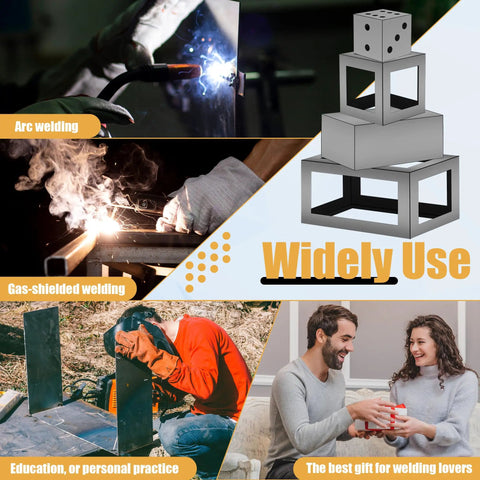 49 Pieces Steel Welding Practice Kit With Magnets And Coupons showing arc welding, gas-shielded welding, and practice scenes.