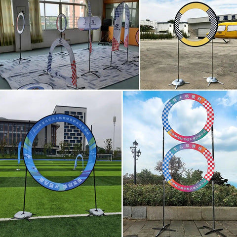 Portable Outdoor Drone Racing Hoop Kit For Backyard Obstacle Courses And Dog Agility Training with colorful rings