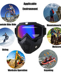Anti Fog Paintball Mask Full Face Tactical Shield With Detachable Goggles for mountain biking, skiing, and outdoor sports.