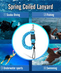 Scuba Diving Spring Clip Lanyard With Thick Stainless Steel Spring Coil And Quick Release Buckle in activities like diving and fishing