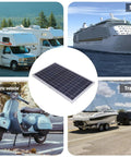 100W 12V Solar Panel Kit With Controller For Travel And Outdoor Use IP67 Waterproof Portable Monocrystalline Solar Panel displaying multiple uses