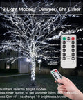 66Ft 200 LED Outdoor String Lights With Battery Pack And Remote Waterproof Fairy Lights on tree at night, remote visible